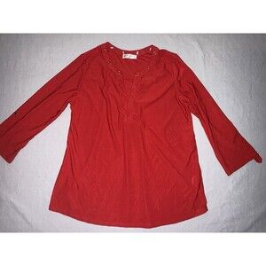 Agenda Red Long Sleeve Blouse